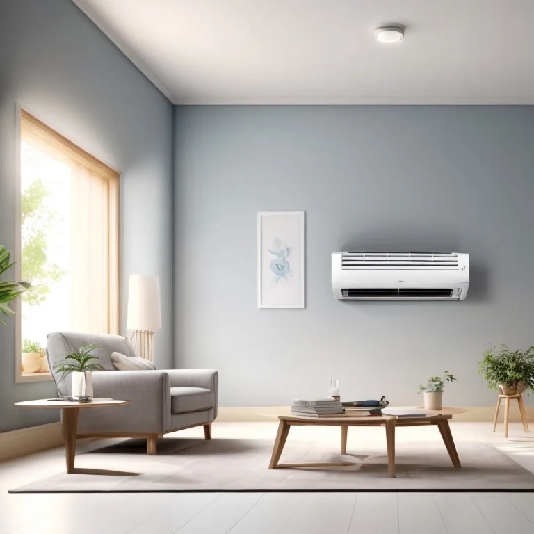 Smarte Klimaanlage an der Wand im Wohnzimmer